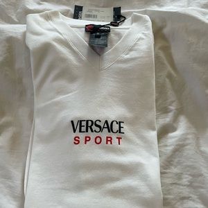 Versace Made in Italy Woman’s V neck T shirt Size Small NWT!